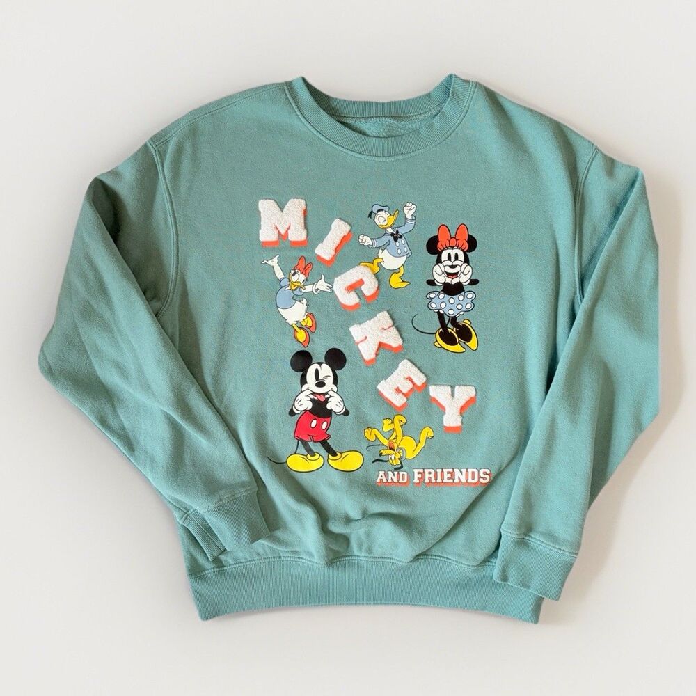 Hybrid Apparel Vintage Unisex Mickey & Friends Fleece Sweatshirt  Green Color M